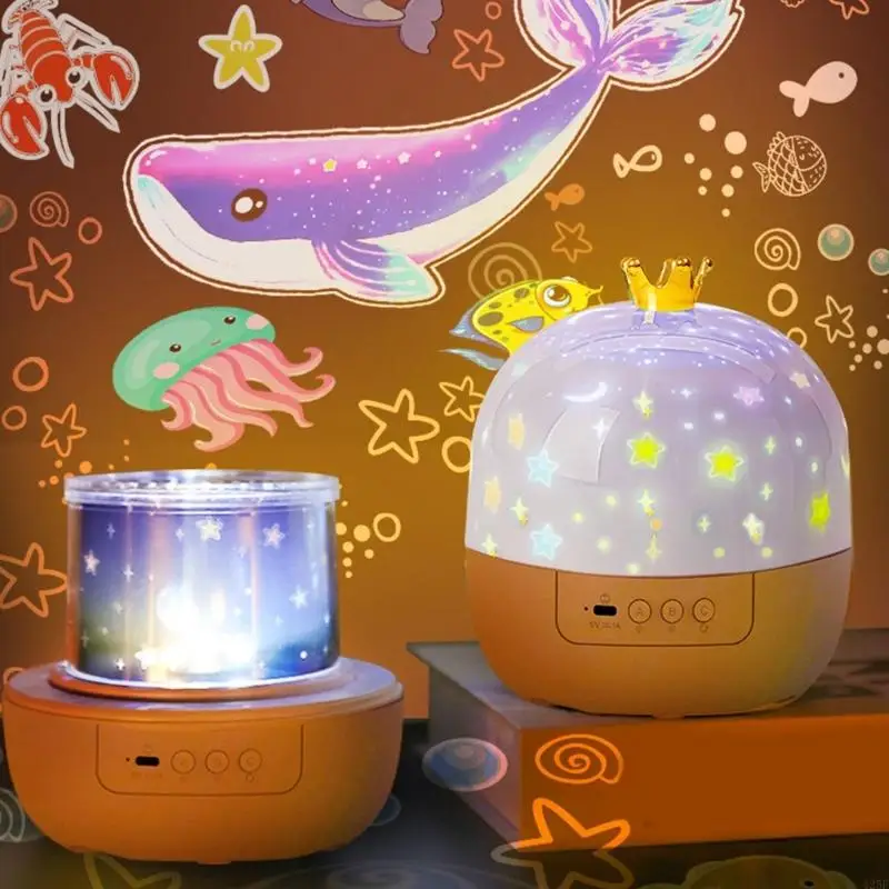 Zimmerdekoration Geschenke für Boy Girl Night Light Projector mit Ersatzfilmen Baby Zimmer rotieren Projektor Nachtlicht 425f