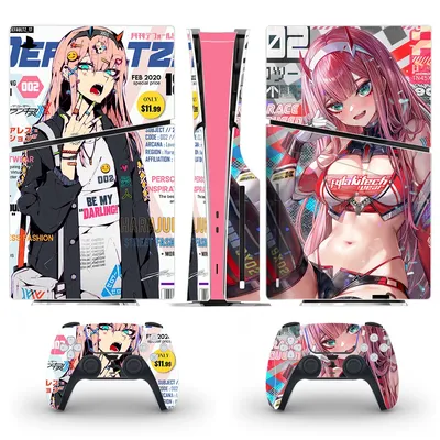 Anime Cute Girl Zero Two PS5 Slim Disc Skin Aufkleber Aufkleber Cover für Konsole und Controller PS5 Image
