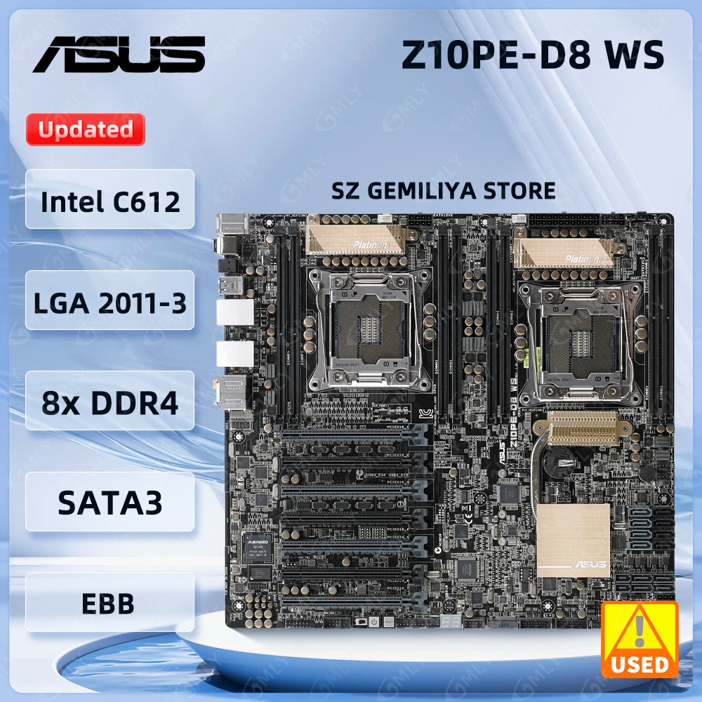 ASUS Z10PE-D8 WS EEB Server Motherboard Dual LGA 2011-3 Intel C612 PCH 4xPCIe 3.0 DDR4 512 GB unterstützt E5-2600 v4 CPU Image