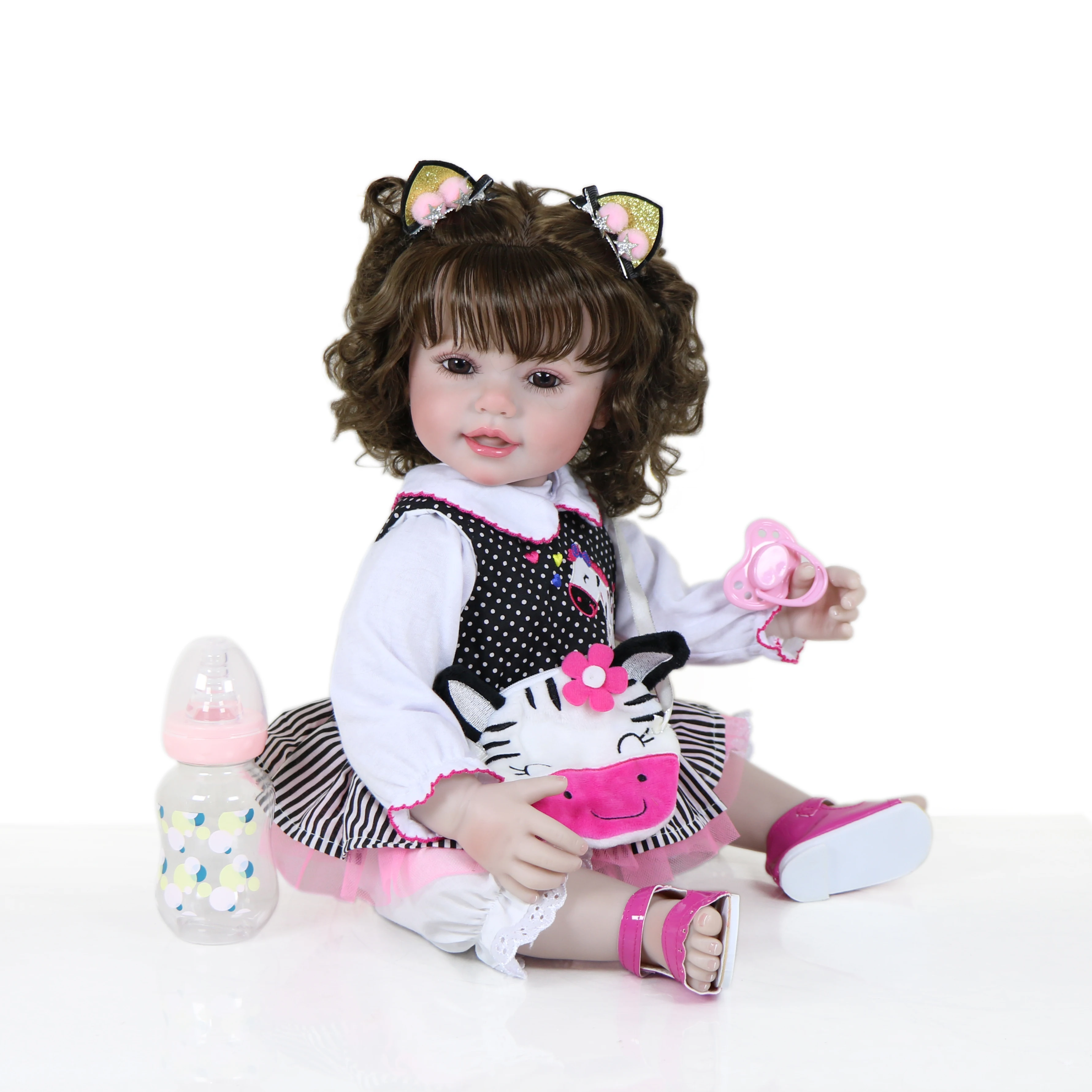 Lebensechte Reborn-Babypuppen - 22-Zoll Zebra-Baby mit Realistischer Neugeborenen-Babypuppe aus Silikon mit Vollkörper Image