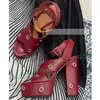 Braun Öse Plattform Sandalen Frauen Metall Decor Sommer Chunky Heels Leder Schuhe Dame Elegante