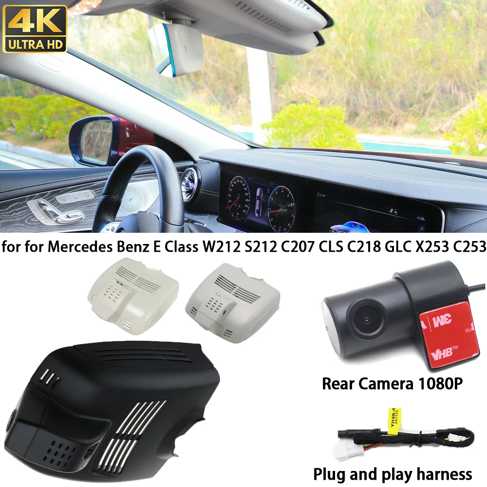 Für Mercedes Benz E Klasse W212 S212 C207 CLS C218 GLC X253 C253 4K Dash Cam Vorne Hinten kamera DVR Stecker und Spielen Recorder Wifi Image