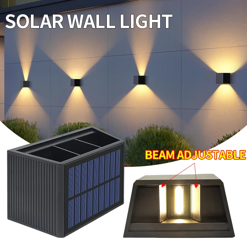 LED-Solar-Wandleuchte, Gartendekoration, wasserdichte Außenwandleuchte, nach oben und unten leuchtende solarbetriebene Lichter für Hof, Veranda