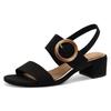 Sandalette MARCO TOZZI, Damen, Gr. 42, schwarz, Textil, elegant, Schuhe, Blockabsatz, Riemchensandale, Festtagsschuh mit großer Zierschnalle