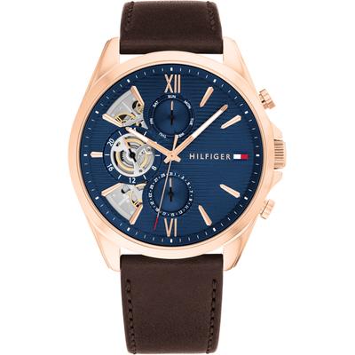 Multifunktionsuhr TOMMY HILFIGER "BAKER", braun, Armbanduhren, Herren, Quarzuhr, Armbanduhr, Herrenuhr, Lederarmband, analog, Tag, Wochentag Image