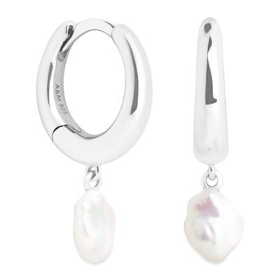 Astrid & Miyu Sterling Silver and Pearl Huggies