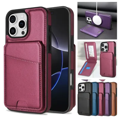 2 in 1 Detachable Magsafe Case for IPhone 16 Pro Max 16E 15 14 13 12 11 Pro Max X XR 8 7 SE Card Bag