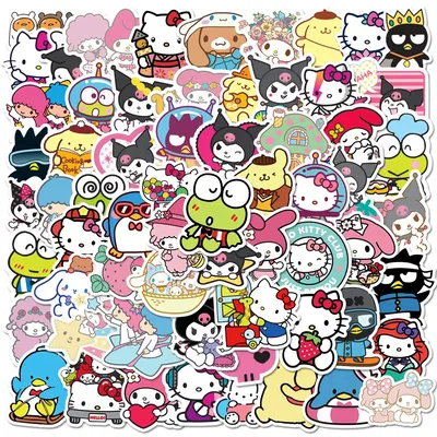 10/30/50/100pcs Sanrio Kawaii My Melody Kuromi Hello Kitty Stickers Aesthetic Decals Laptop