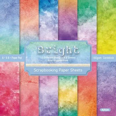 KLJUYP 24 sheets 6"X6" Bright Paper Scrapbook paper Scrapbooking patterned paper pack DIY craft
