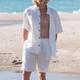 Per uomo Set Camicia Abiti di camicia Outfit 2 pezzi Maglietta e pantaloncini Manica Corta Bavero Estate Semplice Moda Casual Bottoni 2 Pezzi Vacanza Abbigliamento quotidiano Uscire Bianco Maglietta