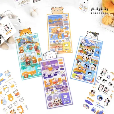 2 Sheets Cute cartoon Sticker INS style Cute Animal Planner Decoration Material DIY Stickers