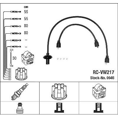 Ngk Zündleitungssatz [Hersteller-Nr. 0948] für Porsche, VW Image