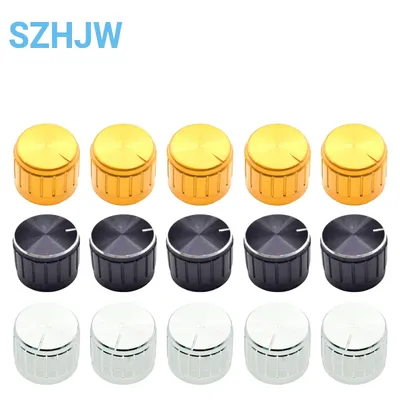1/5/10pcs Potentiometer Knob Cap Audio Power Amplifier Aluminum Alloy Knob Cap Diameter 21mm Height 17mm Gold Silver Black