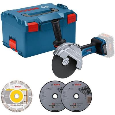 BOSCH Akku-Winkelschleifer-Set »GWS 18V-180 P« 18.0 V Sologerät, Koffer, Zubehör blau, 11.4x30.9x33.4 cm