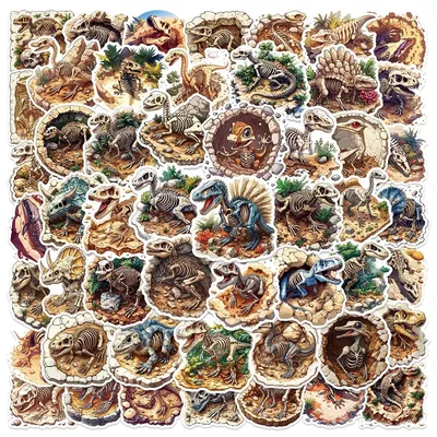 10/30/50PCS Ancient Dinosaur Fossils Cartoon Sticker DIY Decoration PVC Waterproof Skateboard