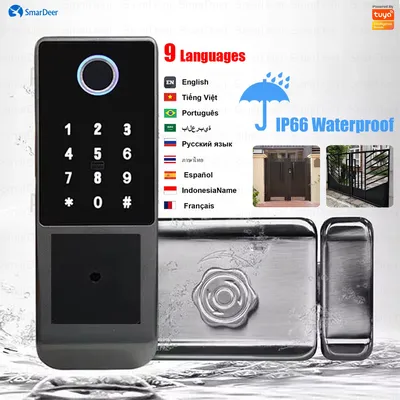 SmarDeer Waterproof Eletronic Lock for Tuya Smart Lock Outdoor Fingerprint Lock withl Password