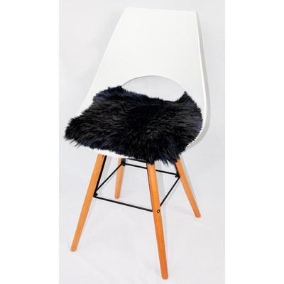 Stuhlkissen HEITMANN FELLE "Lamm, Sitzauflage eckig", schwarz (schwarz, unifarben, felloptik), B:44cm H:5cm L:44cm, Lammfell, Dekokissen_Sitzkissen_Kissenhüllen, 44x44 cm, echtes Lammfell, waschbar, auch als 2er oder 4er Set Image