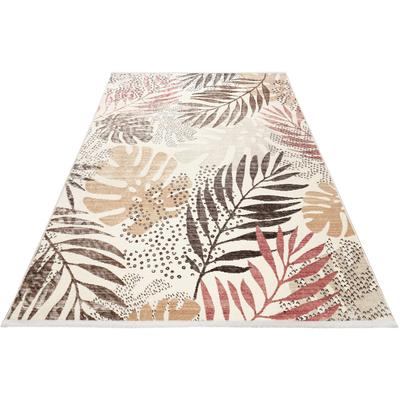 Teppich ESPRIT "Florence ESP-21077", beige, B:133cm H:7mm L:200cm, Polyester, Teppiche, Fransenteppich, Moderner Designteppich mit Fransen, Dschungel, Wohnzimmer Image