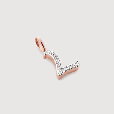 Rose Gold Alphabet L Diamond Pendant Charm Diamond