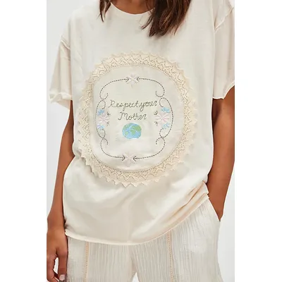 Tricia Fix Respect Your Mother Nina Tee at Free People in Ivory, Size: Large