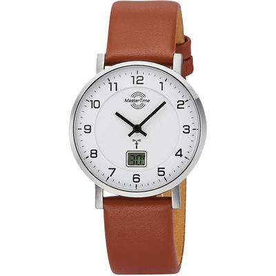 Funkuhr MASTER TIME "Advanced", braun (cognacfarben, weiß), Armbanduhren, Damen, Armbanduhr, Quarzuhr, Damenuhr, Datum Image