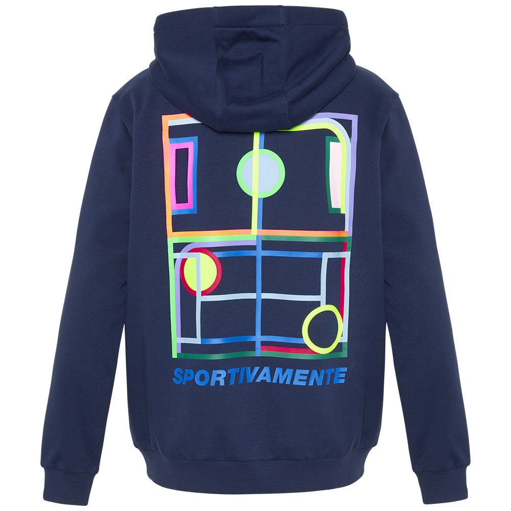 Kapuzensweatshirt LOTTO, Herren, Gr. M (48/50), blau (peacoat), 80% Baumwolle, 20% Polyester, bedruckt, ohne Ausschnitt, Umschlagrippbund, Sweatshirts, - mit plakativem Rückenprint