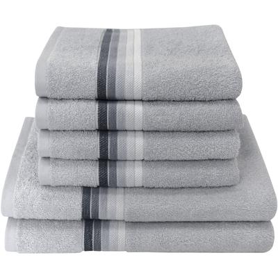 Handtuch Set DYCKHOFF "Chenille", grau, 6 tlg., Frottier, Frottier, Obermaterial: 90% Baumwolle, 10% Viskose, Handtuch-Sets, Set beinhaltet: 4x Handtuch (50x100cm) und 2x Duschtuch (70x140cm) Image