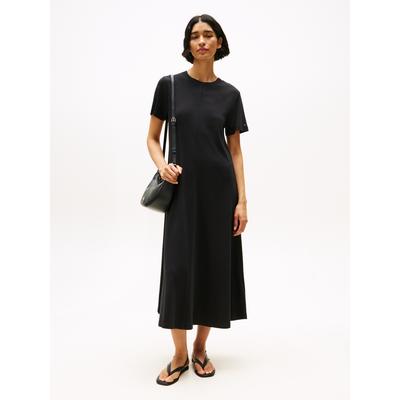 Shirtkleid TOMMY HILFIGER "MODERN CODY ANKLE TEE DRS", Damen, Gr. M (38), N-Gr, schwarz, Jersey, Obermaterial: 100% Baumwolle, unifarben, casual, regular fit, Rundhals, Halbarm, Kleider Image