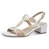 Sandalette MARCO TOZZI, Damen, Gr. 37, weiß (weiß kombiniert), Lederimitat, Textil, kontrastfarbene Details, glänzend, elegant, Schuhe, Blockabsatz, Riemchensandale, Abendschuh mit Feel Me-Ausstattung