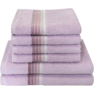 Handtuch Set DYCKHOFF "Chenille", rosa (rose), 6 tlg., Frottier, Frottier, Obermaterial: 90% Baumwolle, 10% Viskose, Handtuch-Sets, Set beinhaltet: 4x Handtuch (50x100cm) und 2x Duschtuch (70x140cm) Image