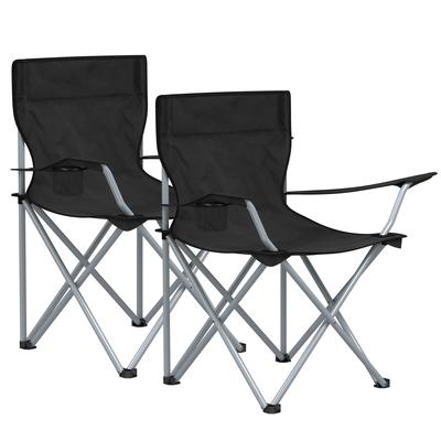 TEMU Outdoor Camping Chairs, Foldable, Comfortable With Armrests And Cup Holder, Sturdy Frame, 120 Kg Load Capacity, 2 Pieces Image