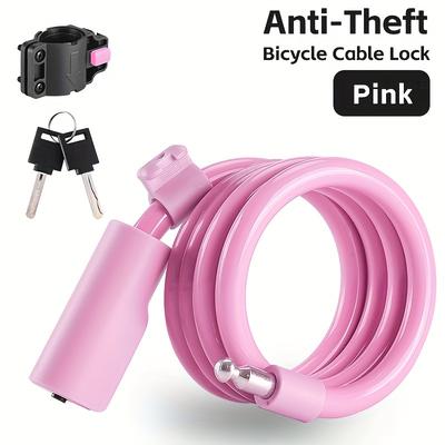TEMU Portable Bike Lock With Key - Durable Abs/iron Cable, Includes Mounting Bracket For Mtb & Road Bikes, Ideal For Outdoor Security Image