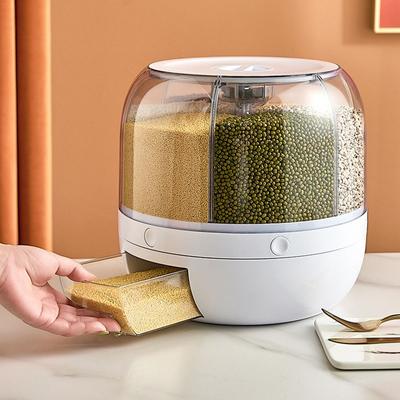 TEMU 1pc Large Capacity Airtight Rice Dispenser - Plastic, Moisture & Insect Proof Storage Container With 6 Compartments For Grains And Image