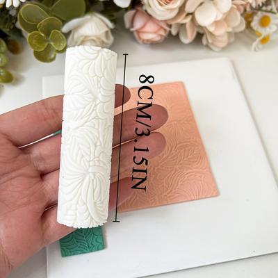 TEMU Flowers Polymer Clay Texture Roller, Embossing Pottery Texture Rollers For Jewelry Making, Like Polymer Clay Texture Sheets, Work With Polymer Clay Cutters Image