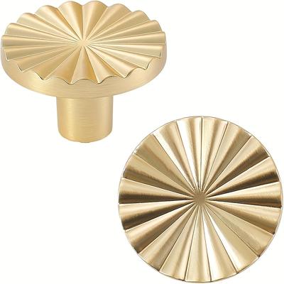 "TEMU 10pcs Polished Golden Round Flower Handles, High-quality Abs Plastic, 1.5" Diameter - Modern For Cabinets, Drawers, And Wardrobe Doors, Door Handles For Cabinets" Image