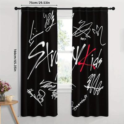 "TEMU 39 Elegant Black And Curtains For Living Room And Bedroom - Stylish, With "" Print, Cozy And Sophisticated Home Decor, Machine Washable Polyester Fabric, Curtains For Living Room" Image