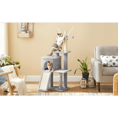 TEMU Small Scratching Tree, Cat Tree With Scratching Board, 3 Removable Pom-, 118cm Image