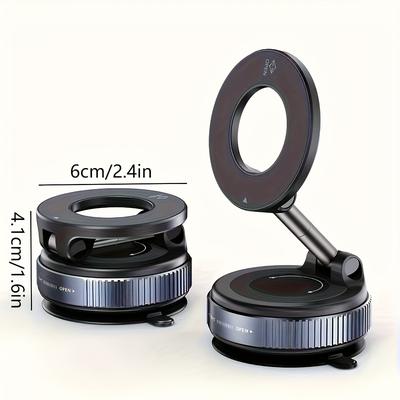 TEMU New Magnetic Car Phone Holder, Vacuum Suction Cup Base For Dashboard, Tile Or Glass Installation, 360° Rotation, , Won't Fall Off, Sticks , No Surface Damage Image