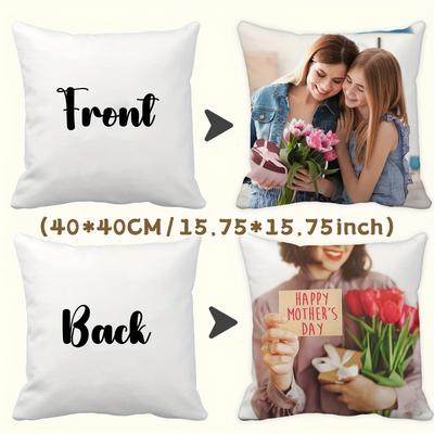 TEMU Custom Photo And Text Pillowcase, Personalized Pillowcases In 3 Sizes 40x40cm, 45x45cm, 50x50cm, Only Pillow Cover, Birthday Gift, Living Room, Bedroom, Sofa Image