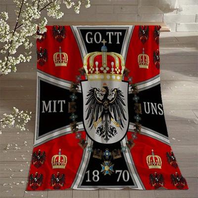 TEMU German Empire Badge Pattern Printed Soft Blanket, Suitable For All , Anti-allergic And Tear Resistant, For Sofa, Bed, Office, Camping And Travel, Christmas Gift Wedding Birthday Friend Gift Image
