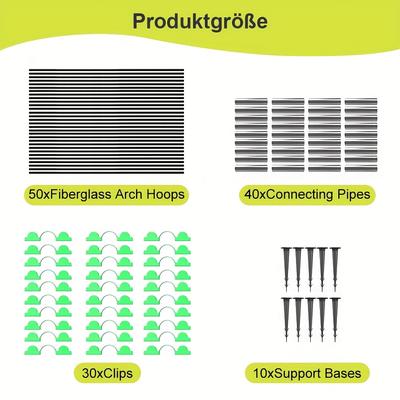 TEMU 10 Sets Of 50pcs Raised Bed Garden Hanger, 16.14-inch Flexible Greenhouse Hanger, Garden Bed Cover For Fruit And Vegetable Cages Image