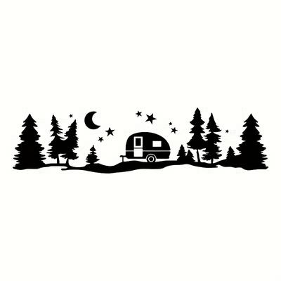 TEMU Car Body Side Tree Forest Graphic Stickers Vinyl Waterproof Car Decals Mountain And Graphics Decal Kit For Rv Trailer Image