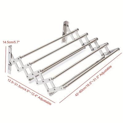 TEMU Adjustable Wall Mounted Stainless Steel Clothes Drying Rack Laundry Towel Holder Storage Retractable Stand Image