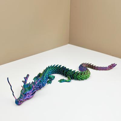 TEMU 3d Printed 23.63-inch Large Dragon Creative Model Multicolor Gradient Cool Chinese Dragon Halloween Christmas Gift Ancient Mysterious Creature Dragon Novelty Ornament, Best For Christmas Image
