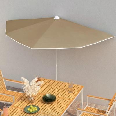TEMU Half-parasol With Pole 180x90 Cm Taupe Image