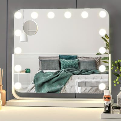 TEMU Lighted Mirror, 57x 48 Cm Large Swivel Makeup Mirror With Light, Led Makeup Mirror For Dressing Table, Adjustable Brightness, 3 Colors, White Image