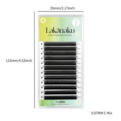 TEMU Lakanaku 1d Yc And Brazilian Volume Eyelashes Extension 0.07mm C/ 8-15mm Mink Soft Pbt Yy Eyelash Y And Brazilian Volume Image