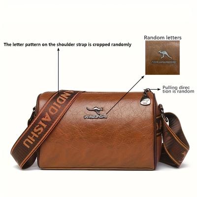 TEMU Vintage Women's Crossbody Bag With Adjustable Wide Strap - Large Capacity Shoulder Purse, Zipper Closure & Polyester Lining, Coffee/dark Brown/black For Everyday Use Image