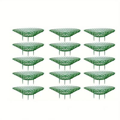 TEMU 15pcs Green Pvc Strawberry Plant Support Cages With 3 Sturdy Legs & Circular Grid Design - & Rot, Breathable Garden Stakes For Healthy Fruit Production Image