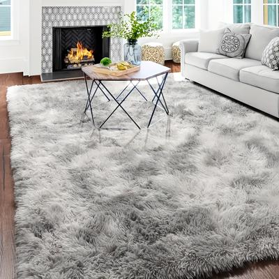 TEMU 1pc Tie-dye Plush Soft Fluffy Area Mat - Non-slip Absorbent 100% Polyester Mat For Bedroom & Living Room, Hand Wash Only, Decor, Rugs For Living Room Image